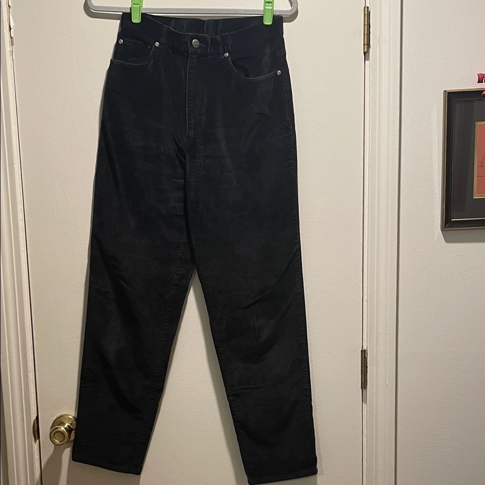 L.L. Bean Black Velour/Velvet 5 Pocket Denim Straight Style  Pants